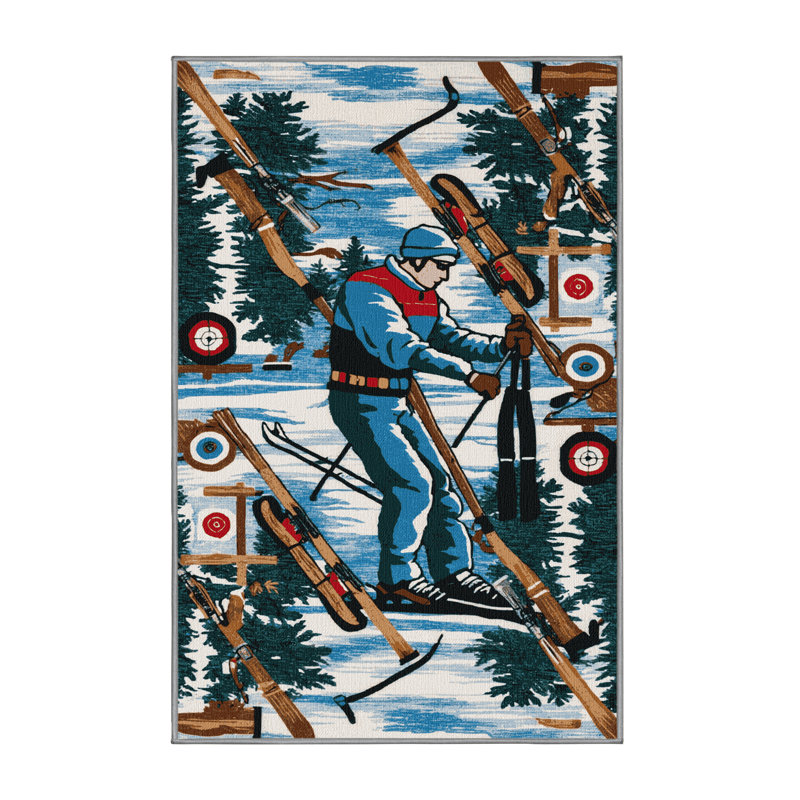  Washable Biathlon Sports Area Rug, Rectangulaire 2 pi x 3 pi