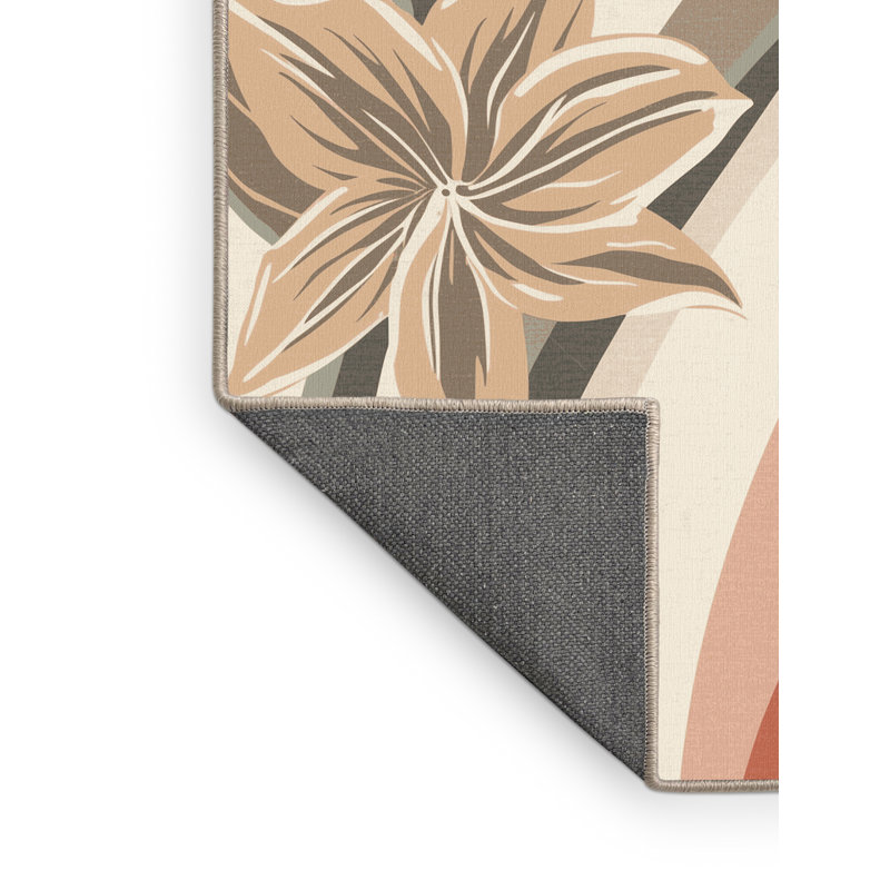 Tapis beige moelleux moelleux à motif éclectique Amaryllis, 2 x 4