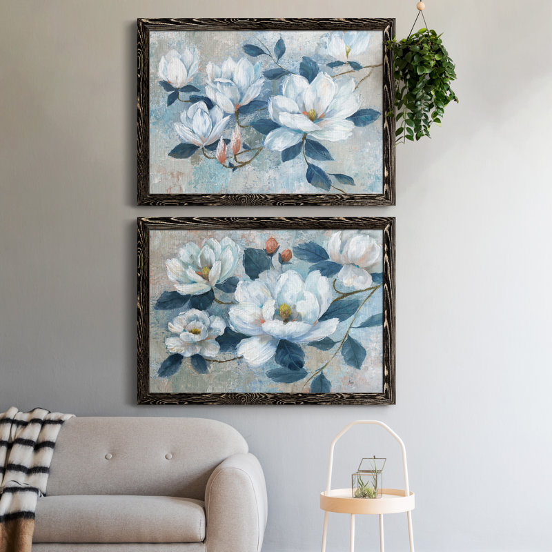 Spring Bloom I - ensemble de 2 peintures sur toile encadrées, H 31,5 po x l 47 po x P 1,5 po, Cadre noir