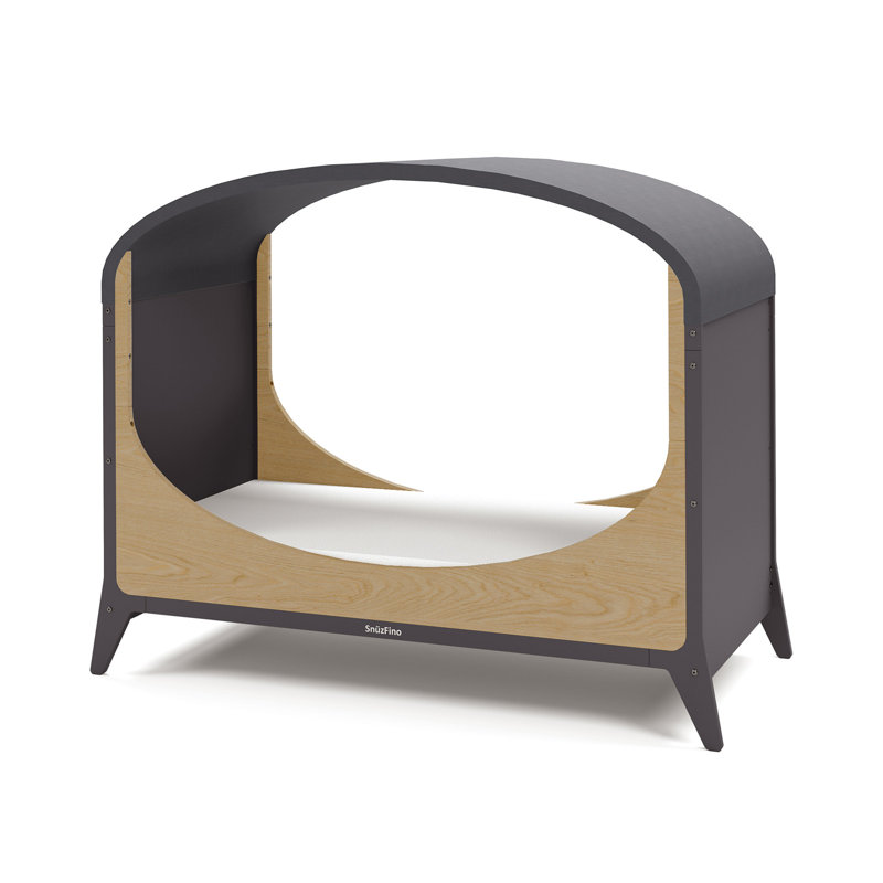 SnuzFino Cot Bed with Toddler Kit, Slate/Natural