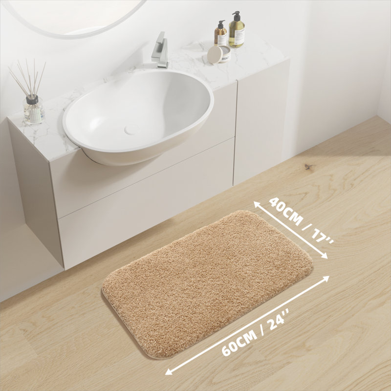 Tapis pour salle de bain Gaenside, L 24 po x l 16 po, Brun clair