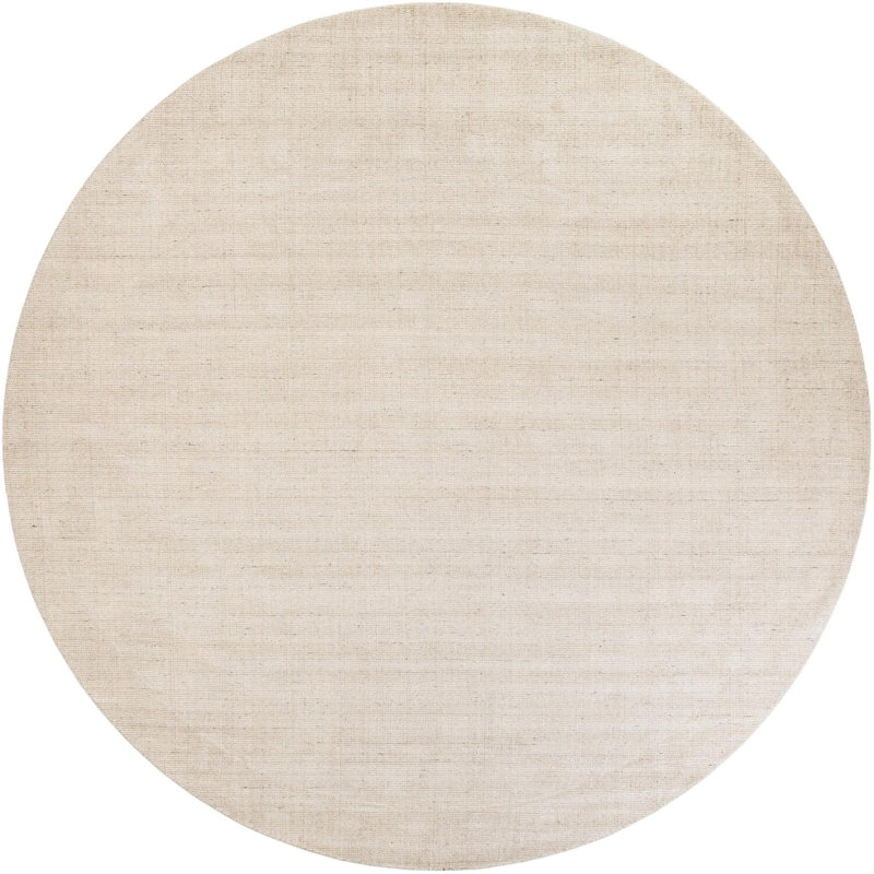 Tapis uni / rayé Brigit couleur vanille - ivoire, Rond 12 pi
