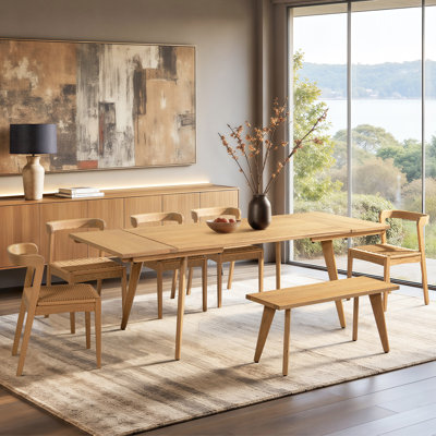 Capri Solid Oak Wood 6-Piece Extendable Leaf Dining Set