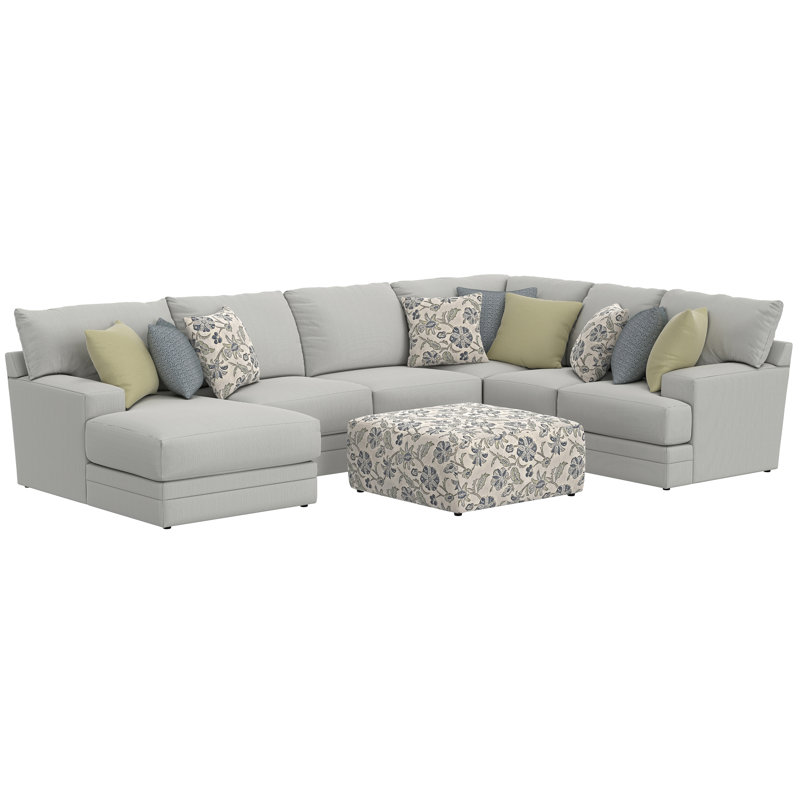 Youngblood 3pc Sectional With Comfort Coil Seating, 9 Included Accent Pillows And 1 Included 41" Cocktail Ottoman