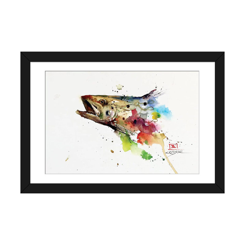 « abstract truite » par dean crouser,, reproduction d’impression sur toile tendue, Papier avec cadre noir, Blanc