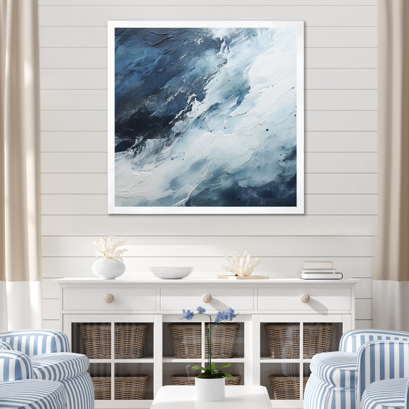 Minimalisme, peinture noire et bleue, vague I - impressions sur toile abstraites, H 30 po x l 30 po x P 1 po