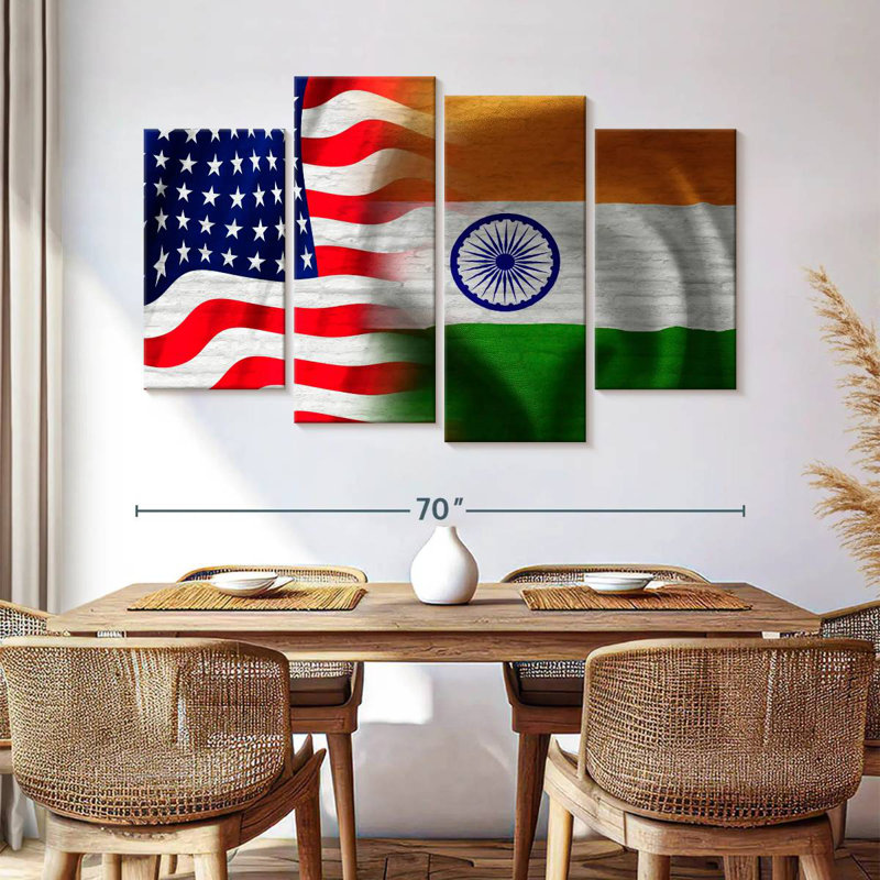 Drapeau de Borges, Inde et États-Unis, H 42 po x l 68 po