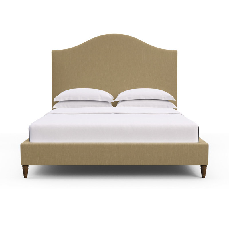 Montague Upholstered Standard Storage Bed, Queen, Box Weave Linen Marzipan, Natural