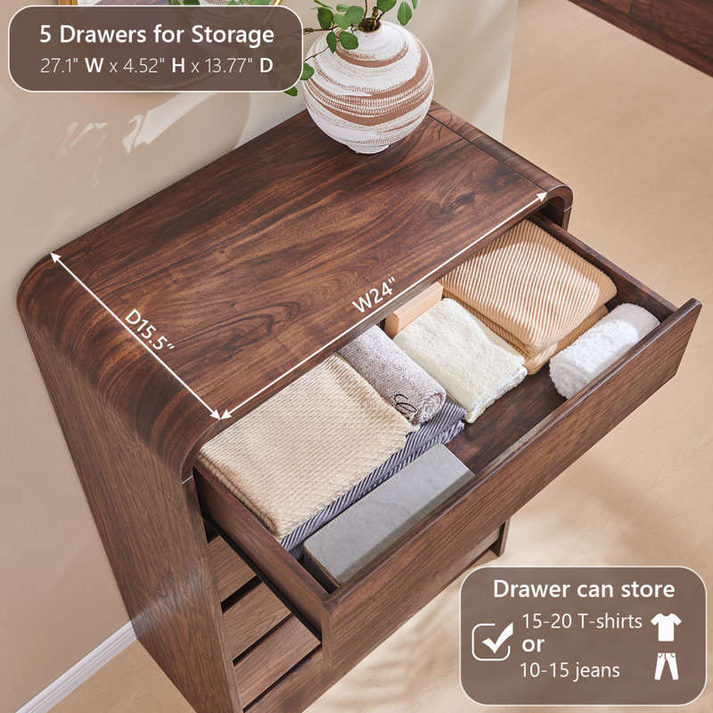 Commode 6 tiroirs pour chambre Maud, Brun, 45" H x 30" W x 16" D