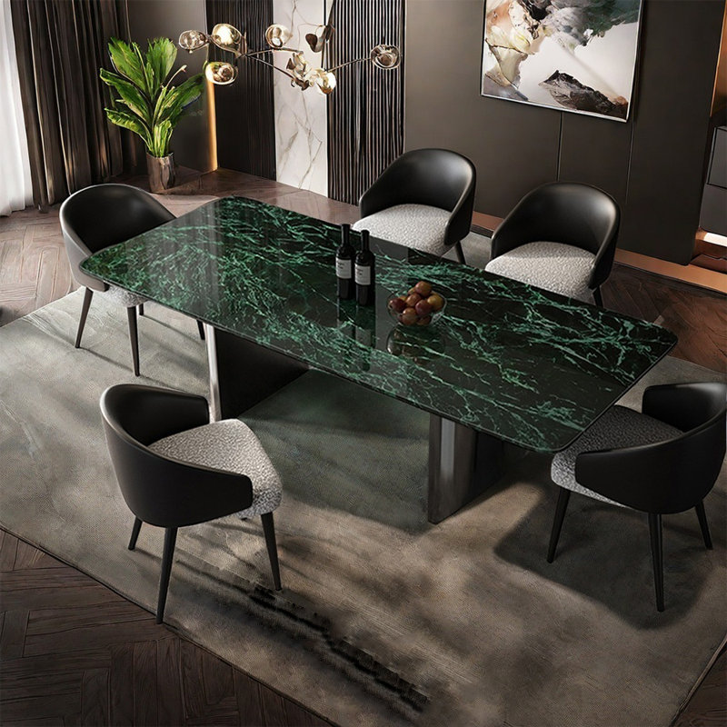Table de salle à manger moderne et simple en marbre de luxe, H 29,52 po x L 78,74 po x l 35,43 po