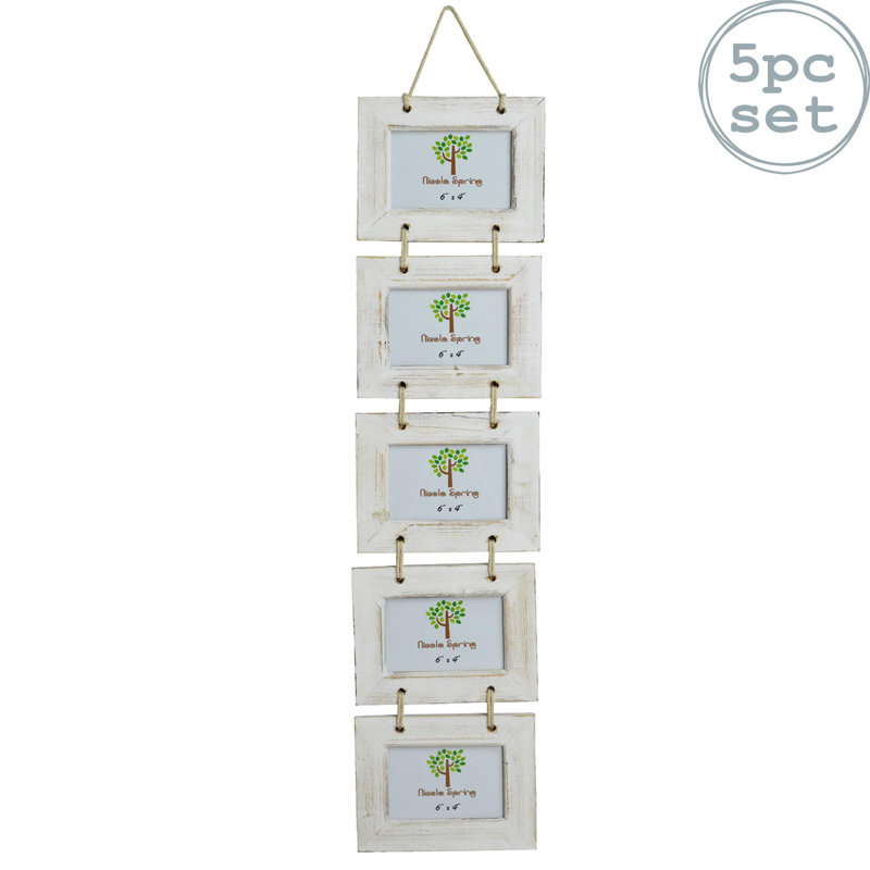 Nicola Spring - Rustic Wooden Hanging 5 Photo Frame - 6 x 4", Brown