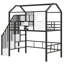Lit mezzanine en métal avec toit et boîte de rangement, simple-1886350079
