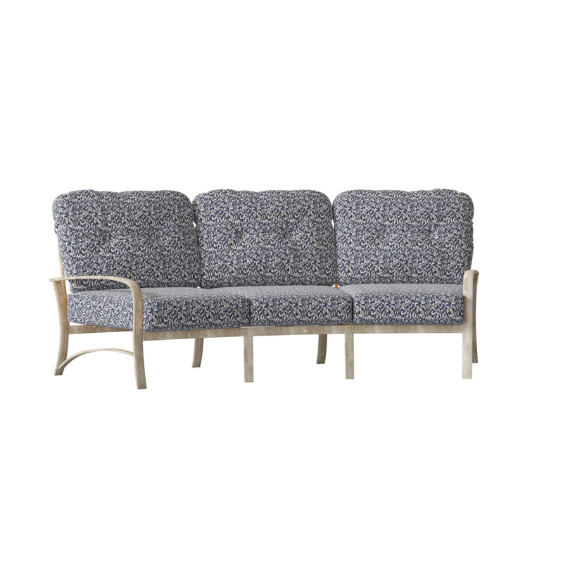 Fremont Outdoor 3 - Seat Patio Sofa, Weathered White, Canvas Bird's Eye Sunbrella® Canvas