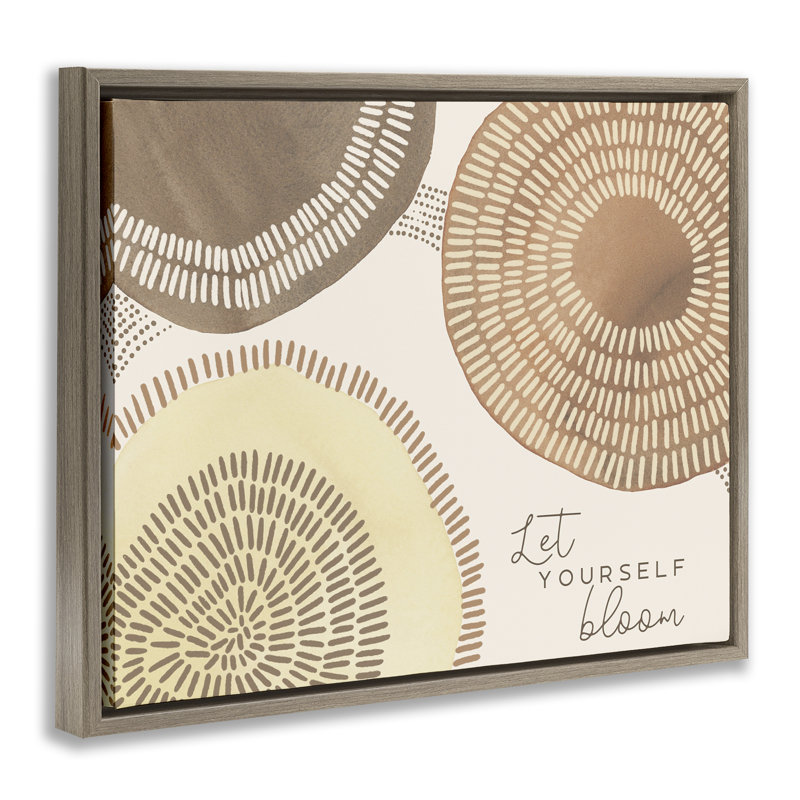 «Let Yourself Bloom Boho Floater», art mural sur toile par Jetty Home, LLC, Cadre flottant orme Montalcino, H 25 po x l 25 po