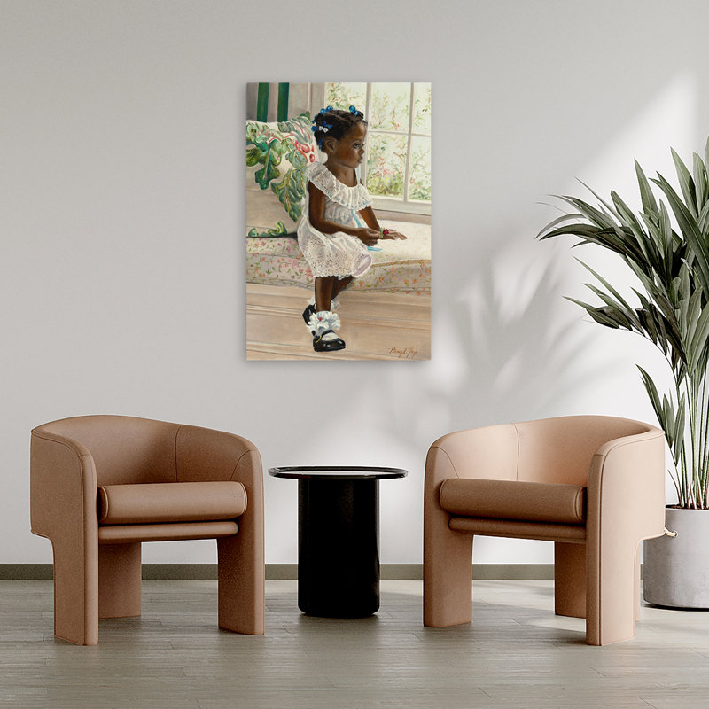 «Waiting For Daddy - Children», art figuratif afro-américain, H 36 po x l 24 po