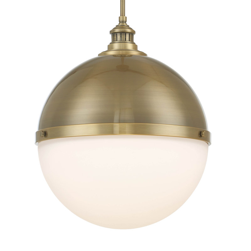Blosser Metal Globe Single Pendant with Glass Shade, Oxidized Aged Brass, 17.38" Width