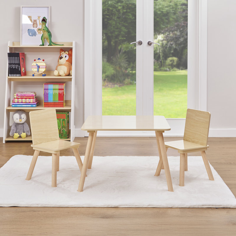 Kids Table and Two Chairs Set, Beige