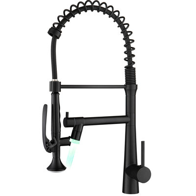 Heavy Duty Commercial Kitchen Faucet - Matte Black Pull Down With Single Handle Pre-Rinse Material Jet Spray