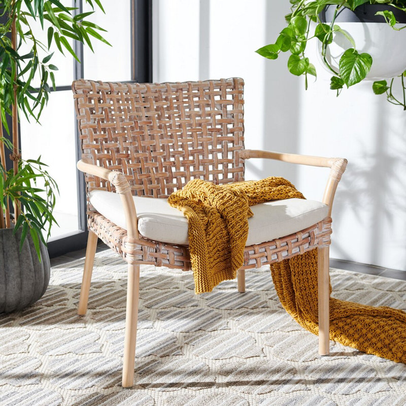 Miltenberger Rattan Accent Chair W/ Cushion, Natural