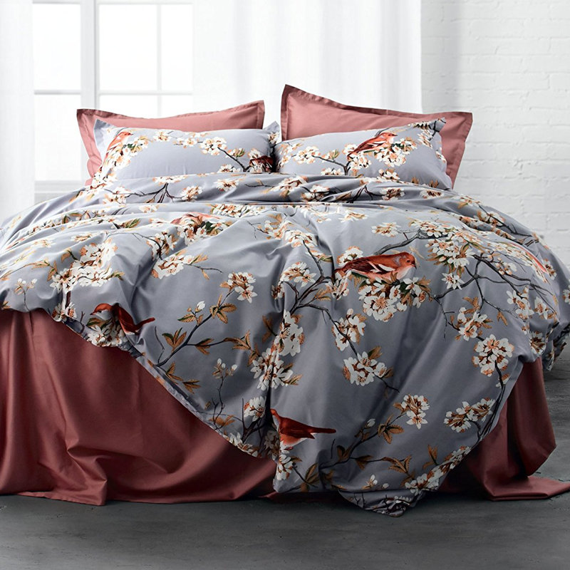  Ensemble de housse de couette 100% coton moderne et contemporain Dusty Cedar