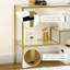 Console Mercer41 Gold, table de canapé en verre trempé de 39 po, table d'entrée étroite avec tablettes de rangement, cadre en acier pour le salon, couloir