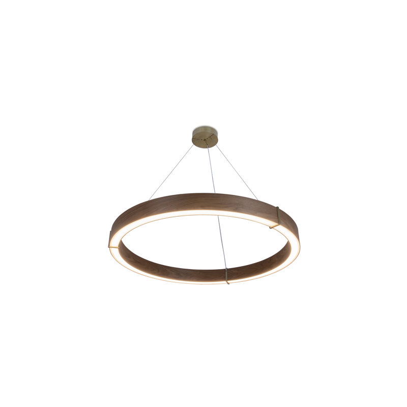 Luminaire suspendu à DEL 48 po Redeo, 2700 K, Noyer, Laiton vieilli