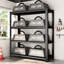 4 Height-Adjustable Metal Storage Rack, 63" H, 45.15" W, 17.7" D, Black, Stable & Strong, 1600 Lbs Total Capacity, Quick Installation Vertical Adjustable Tall, Wide, Deep, Spacious, Supports 400 Per