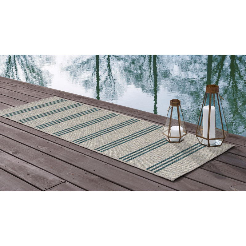 Striped Indoor / Outdoor Area Rug, Runner 61 x 244cm