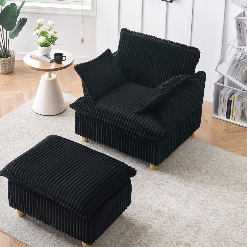 Le fauteuil en velours côtelé rétro avec coussins ajoute de la chaleur au salon, à la chambre à coucher et au rembourrage en éponge pour plus de confort dans les espaces restreints