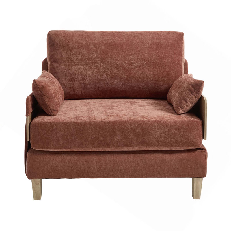 Canapé-lit inclinable convertible 3-en-1 pour petits espaces, Chenille orange