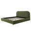 Grand lit plateforme avec tissu en velours, lit tapissier avec tête de lit épaisse Curve Design, vert olive