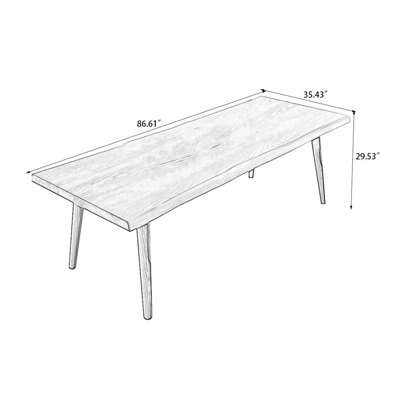 Table papillon brun en bois massif rectangulaire, H 29,53 po x L 86,61 po x l 35,43 po