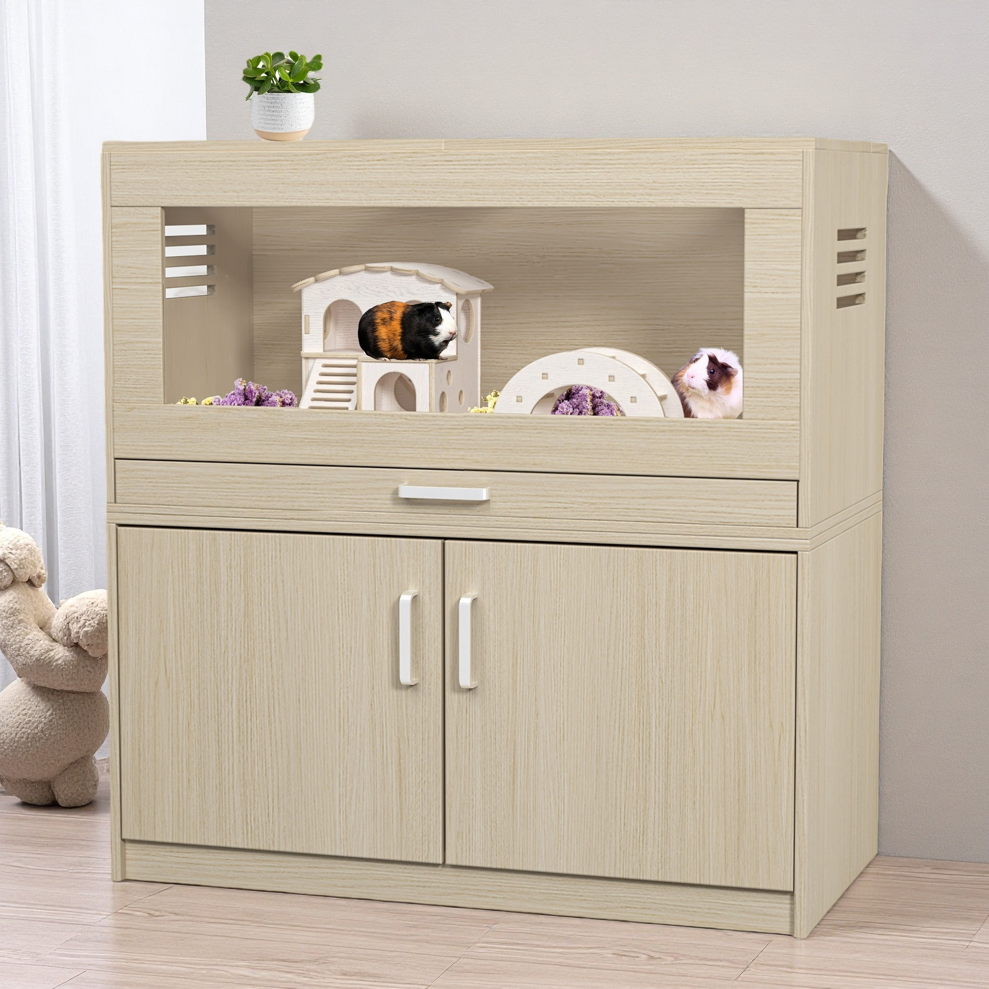 Tucker Murphy Pet™ Guinea Pig Cages, Hamster Cage Wood With Independent ...