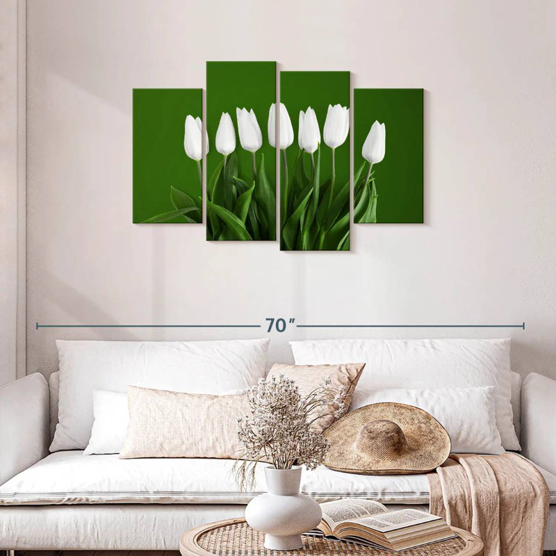 Tulipes blanches, H 27 po x l 43 po