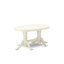 Ensemble de table de salle à manger 7 pièces moderne composé d'une table ovale en bois avec feuille papillon et 6 chaises Parsons en tissu beige clair-274808480-274808483