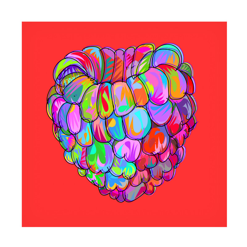 Art sur toile framboise, bol, Takun Williams, H 14 po x l 14 po