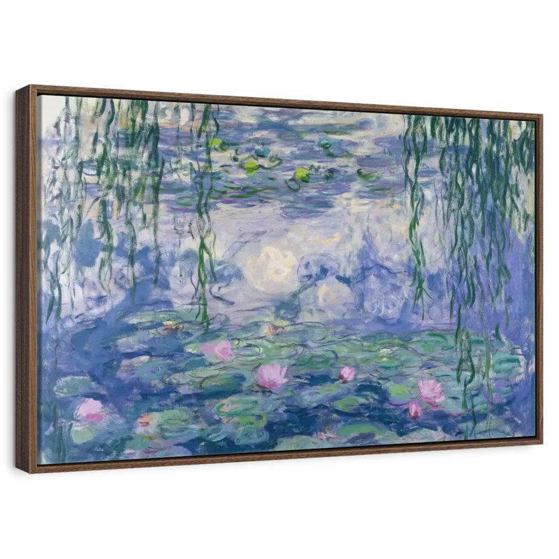 Nymphéas V, 31 po x 21 po, Cadre flottant noyer
