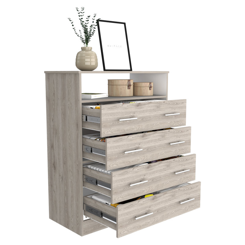 Amy-Lei 33'' W 4 - Drawer Dresser, Light Gray