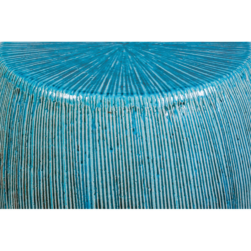 Ceramics Accent Stool, Aquamarine Texture Gloss