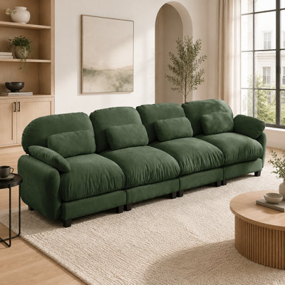 Sarvis 136.2" Wide 4-Seater Chenille Modular Sofa with Deep Seats, Cloud-Style Cushions and Lumbar Pillows