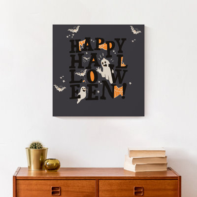 «Happy Halloween», art textuel sur toile tendue