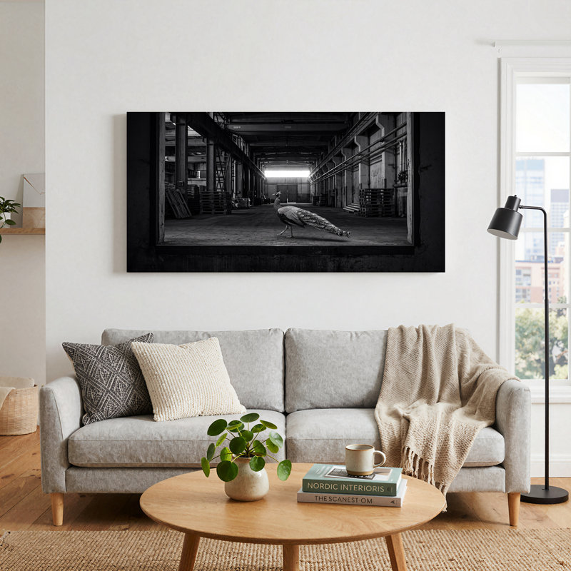 Art mural sur toile noir et blanc avec entrepôt industriel, L 58 po x H 28 po