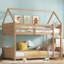 Lit superposé simple au-dessus d'une chambre simple avec tête de lit, pied de lit et garde-corps-1548740506