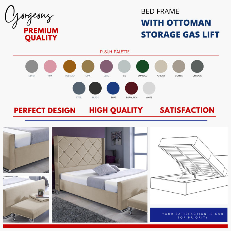 Upholstered Ottoman Storage Bed, Coffee, Single (3')