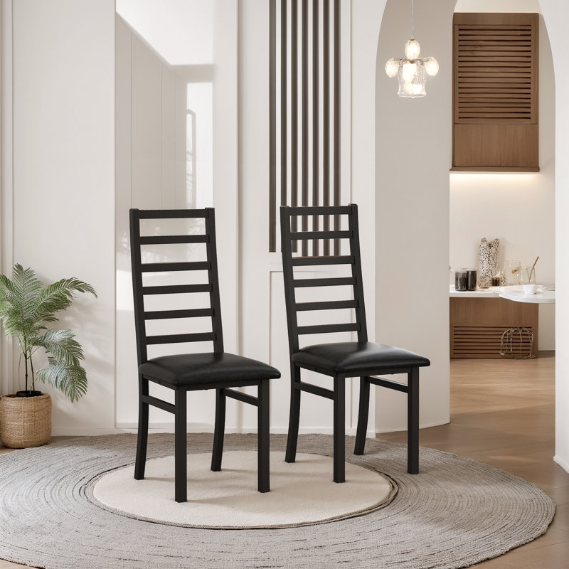Metal Dining Chairs Set Of 2, Black, 2