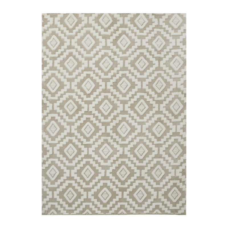 Charles Washable Shag Rug Tufted Area Rug With Non-Slip Backing, Rectangle 6' x 9', Beige