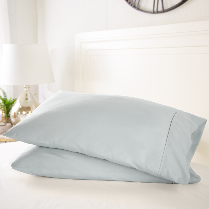 Ensemble de 2 taies d'oreiller en microfibre ultra douce, Gris clair, Taie d’oreiller standard