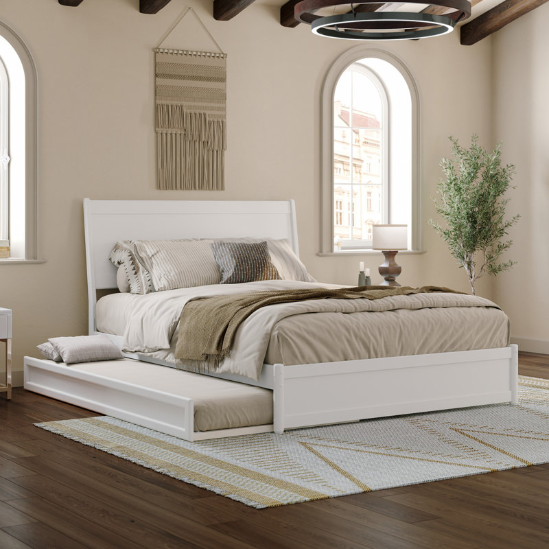 Lit gigogne en bois massif Avdesh, Grand, Blanc