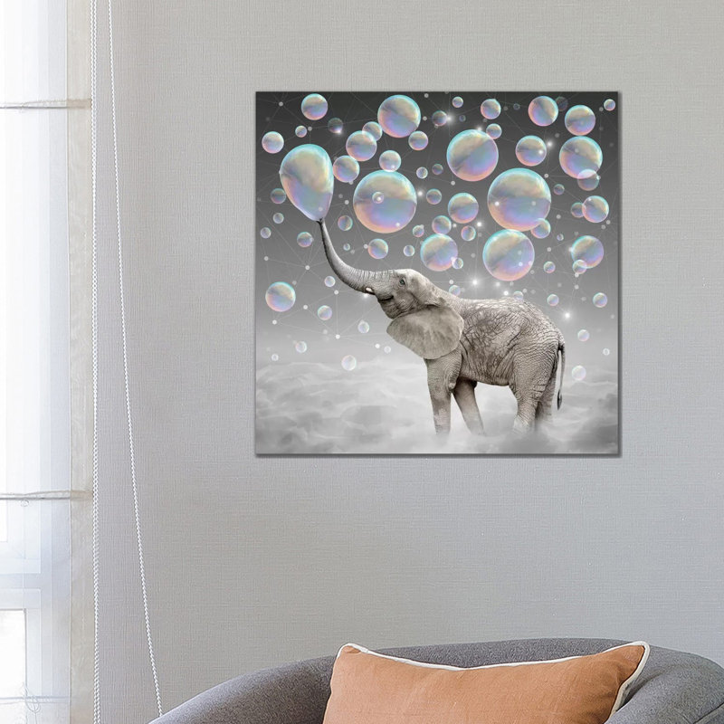 Dream Makers - Elephant Bubbles by Soaring Anchor Designs - Wrapped Canvas Print, 66.04 cm H x 66.04 cm W x 1.91 cm D