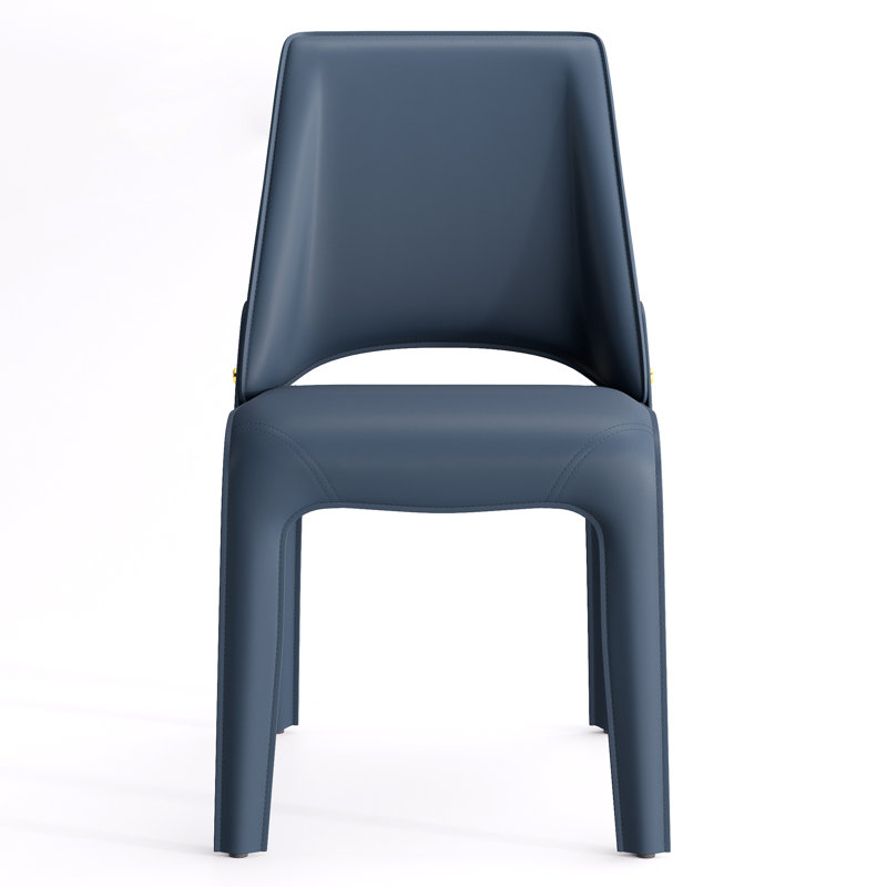 Chaise en cuir Vannes, Bleu, 6, Aucun assemblage requis